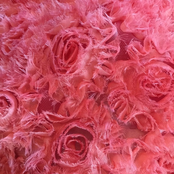 NWT bright coral strapless mini dress with rosettes - club party cosplay - Picture 15 of 17